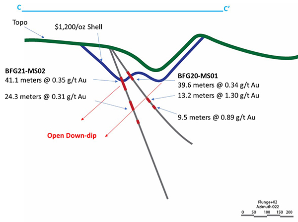Figure 4 - Cross section of Montgomery Vein Zone (Looking NE)