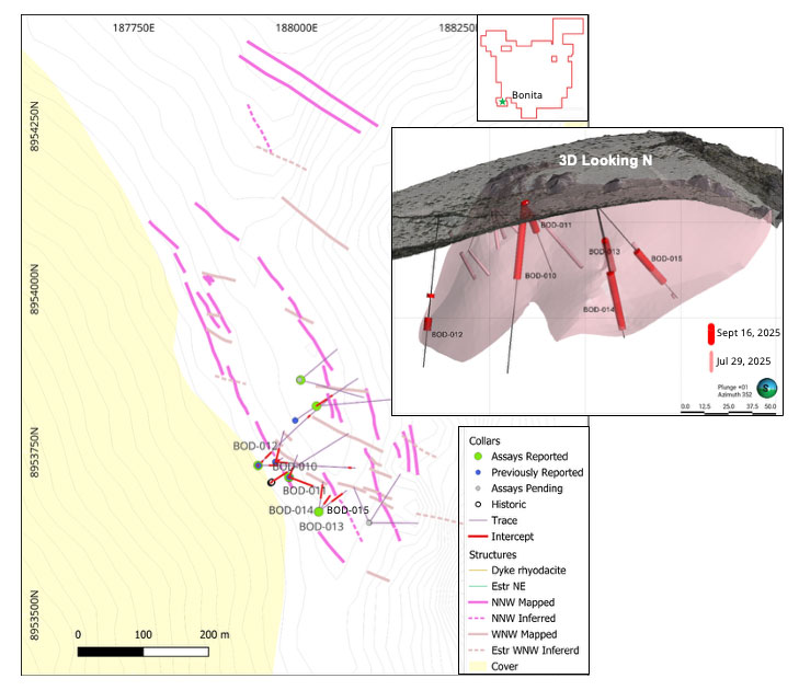 Figure 1 – Plan View of Bonita Vein System